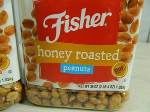 lot 11 image: 4 lbs 8 oz of Fisher Honey Roasted Peanuts