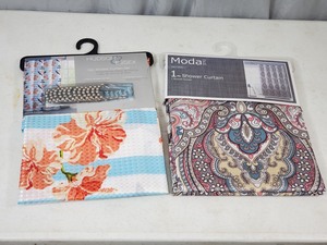 lot 34 image: 2 New Shower Curtains and Hooks