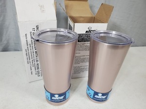 lot 77 image: 2 New Rose Gold nICE Tumblers with Lids