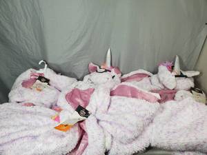 lot 120 image: 3 New Plush Family Unicorn Jumpsuits