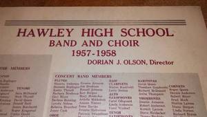 lot 114 image: Hawley High School Band and Choir 1957-1958