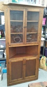 lot 618 image: Corner wood full buffet space saver.