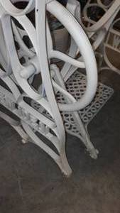 lot 288 image: Treadle sewing machine base and glass top table.