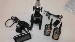 lot 141 image: Garmin, Midland walkie Talkie LXT and microscope.