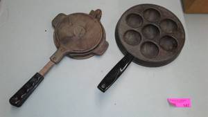 lot 147 image: Krumkake & Danish Ebelskiver pans.