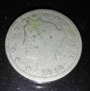 lot 22B image: 1892 V NIckel