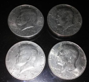 lot 22F image: 1971 -1974 Kennedy Half Dollar Coins Quantity 4