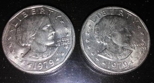 lot 22N image: 2 Susan B. Anthony one dollar coins 1979