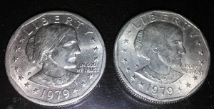 lot 240F image: 2 Susan B. Anthony one dollar coins 1979