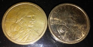 lot 240G image: 2 Sacagawea dollar Coins year 2000.