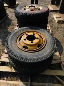 lot 19 image: 5 Tires & Rims 7.50 x 17 on 5 Hole Bud Style Wheels