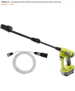 RYOBI ONE 18V EZClean 320 PSI 0.8 GPM Cordless Cold Water Power Cleaner (Tool Only) & (5) Soap Blaster Attachments. See Pictures