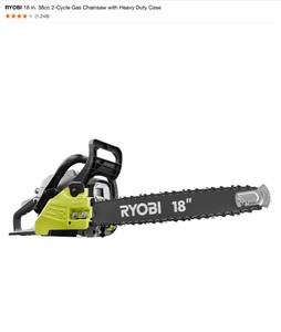 RYOBI 18 in. 38cc 2-Cycle Gas Chainsaw with Heavy Duty Case. See Pictures