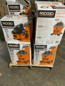 Pallet of RIDGID WetDry Shop Vacuums Various Sizes and Conditions. See Pictures