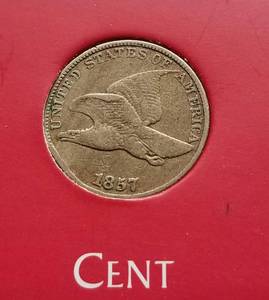 1857 US FLYING EAGLE CENT IN PLASTIC