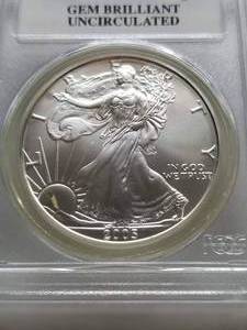 2005 AMERICAN SILVER EAGLE 1 TROY OZ. .999 FINE SILVER BU PCGS