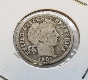 2 US DIMES 1901-O BARBER 1962 ROOSEVELT UNC