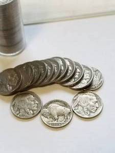ROLL OF 40 BUFFALO NICKELS FROM THE 1930S