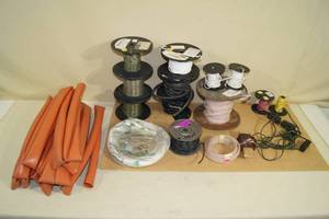 lot 42 image: Assorted Spools of Wire and Silicon Tubing