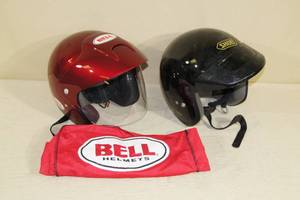 lot 82 image: 2 Open Face Motorcycle Helmets - Bell, Shoei