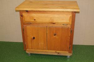 lot 182 image: Rolling Wood CabinetWorkstation