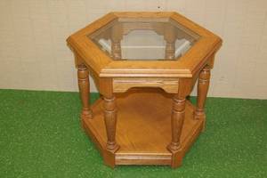 lot 176 image: Wood Hexagon Side Table