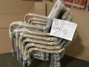 lot 35 image: Noble House Gray Stackable Wicker Outdoor Dining Chair (Set of 2) 6 Units total