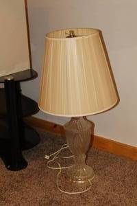 lot 369 image: Crystal Table Lamp  with Tan Lamp Shade