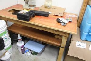 lot 496 image: Wood Work Bench  Router Table on wheels
