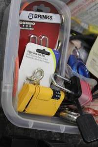 lot 499 image: Lot of Padlocks, Combination Locks (in plastic bin)