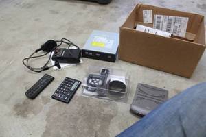 lot 551 image: Electronics  with Calculator, Panasonic Remote, Midland Radio with Headset, RW DVD PlayerRecorder, Misc. Electronics