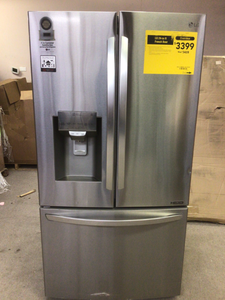 LG Smart Wi-Fi Enabled 23.5-cu ft Counter-Depth French Door Refrigerator with Dual Ice Maker (Printproof Stainless Steel) ENERGY STAR