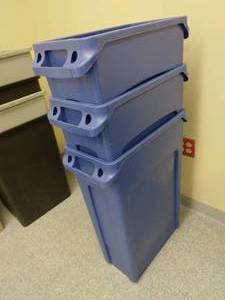 lot 21A image: Lot of 3 Trash Garbage Recycle Bins