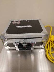 lot 25 image: WOW Road Runner Padded Utility Square Case For Electronics - This One Has Been Modified To Include Power Strip Inside Plus Extension Cord & AudioVideo Plug Ins - Locks With A Small Padlock (Not Included)