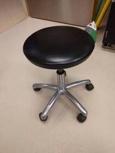 lot 51 image: MSRP$200 Safco 3434BL Economy Lab Stool ChairThe Economy Lab Stool is a black rolling stool with five-inch pneumatic seat height adjustment and five-star base with 2.5 swivel casters.