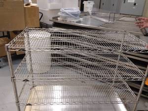 lot 69 image: MSRP $800 Metro Heavy Duty Stainless Steel Mobile 4 Shelf Storage Rack Cart - Great Condition