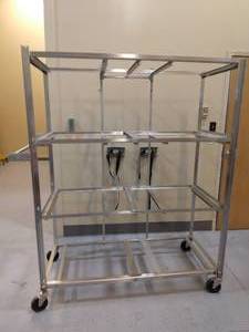 lot 79 image: MSRP $2000 Stainless Steel Shelving Cart For Animal Caging Transport - Great Condition