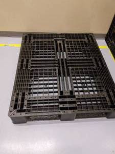 lot 85 image: MSRP $700 Global Industries 2 - Heavy Duty 5000lb Capacity 48x40 Black PalletsSkids - Great Condition