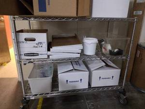 lot 89 image: Mobile 2 Shelf Wire Trolley Cart - Contents Not Included