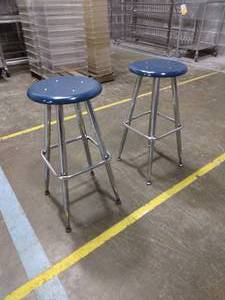 lot 99 image: Lot of 2 Blue Bar Kitchen Counter Stools - Great Condition