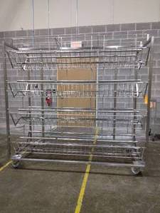 lot 101 image: Mobile Stainless Steel Autoclavable Rat Caging System Shelving Cart Rack Washer For Cleaning Nalgene Box Bottoms - Excellent Condition