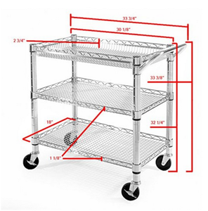 lot 8 image: MSRP $200&nbspMedical NSF Grade Mobile Stainless Steel 3 Tiered Wire Basket Mobile Cart - Great Condition Contents Not Included