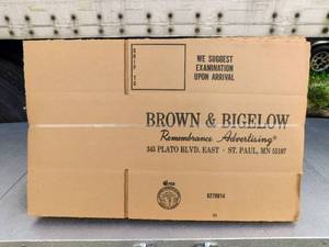 lot 1 image: Lot of 25 Brown and Bigelow Branded Corrugated Shipping Boxes
