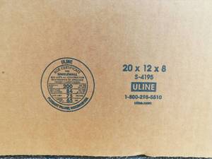 lot 56 image: Lot of 20 Uline Corrugated Shipping Boxes