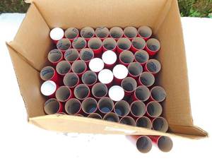 lot 138 image: Case of 54 Uline Red Shipping Tubes With End Caps