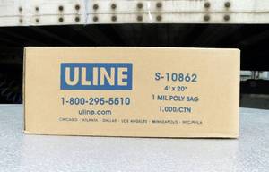 lot 216 image: Case of 1000 Uline 1 Mil Industrial Poly Bags