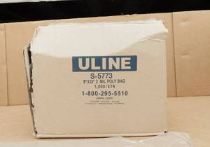 lot 219 image: Case of Uline 2 Mil Industrial Poly Bags - Open Case