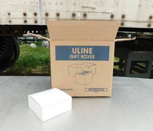 lot 223 image: Lot of 56 Uline White Gloss Gift Boxes