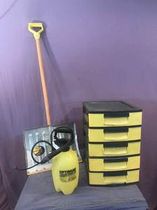 Shop Organizer, Sprayer & Shovel
