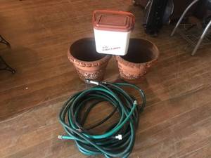 Garden Hose, Planters & Cooler